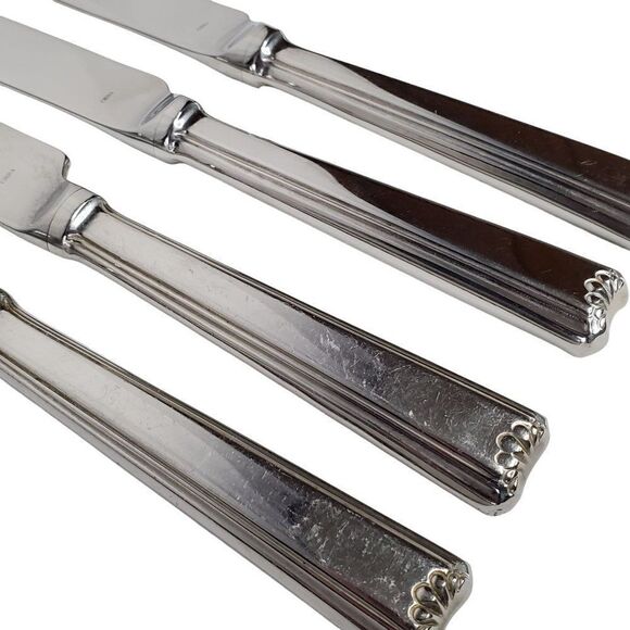 Retronue Carlton Hollow Knife Stainless Flatware Set of 4 Silvertone - Picture 3 of 5